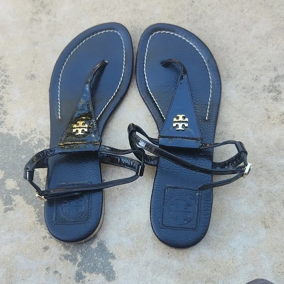 Tory Burch Women's Black patent Dillan Sandal Size 7.5 - Picture 7 of 13